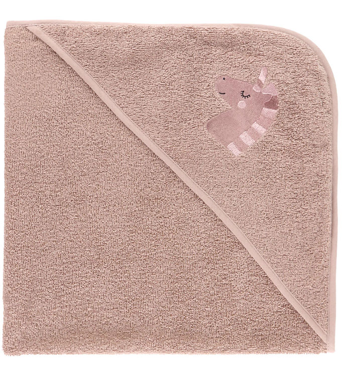 Nørgaard Madsens Babyhåndklæde – 75×75 cm – Mauve m. Enhjørning