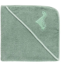 Nørgaard Madsens Baby towel - 75x75 cm - Dusty Green w. Dino