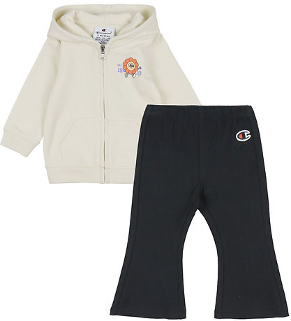 Champion Sæt - Cardigan/Bukser - Off White/Sort m. Logo Champion Sæt - Cardigan/Bukser - Off White/Sort m. Logo