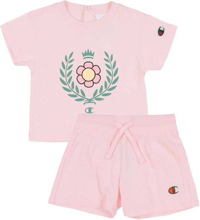 Champion Shortssæt - T-shirt/Shorts - Pink m. Logo