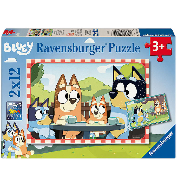 Ravensburger Puslespil - 2x12 Brikker - Bluey