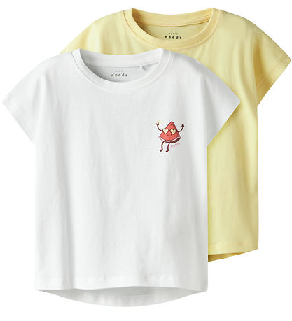 Name it T-shirt  - 2-Pak - NmfVarutti - Lemon Meringue/Bright Wh