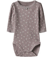 Name It Bodysuit l/s - Rib - NbfHoise - Purple Dove w. Flowers Name It Bodysuit l/s - Rib - NbfHoise - Purple Dove w. Flowers