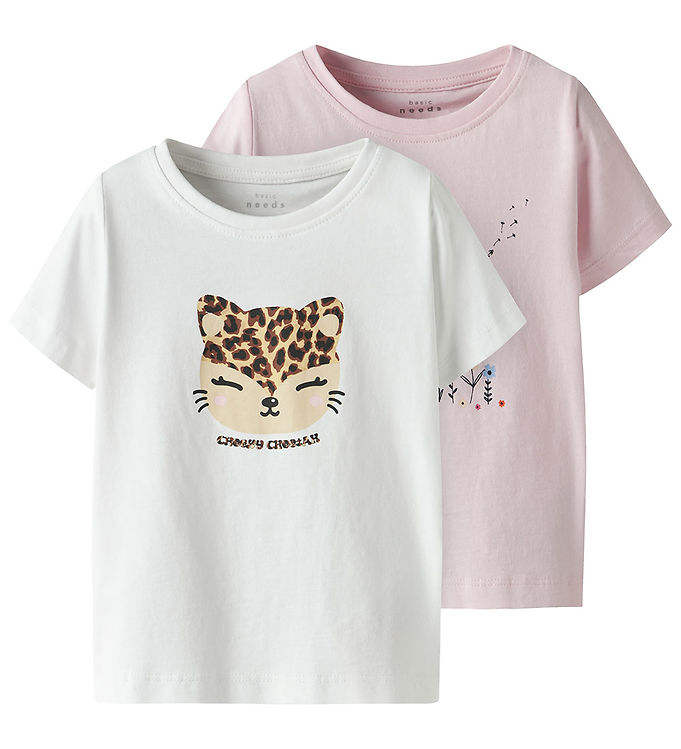 Name It T-shirt - 2-pak - NmfVanaya - Ballerina/Bright White