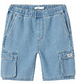 Name it Shorts -  NkmRyan - Lyseblå Denim/Striber