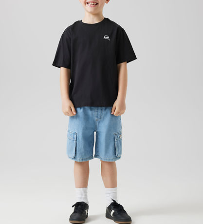 Name it Shorts -  NkmRyan - Lyseblå Denim/Striber