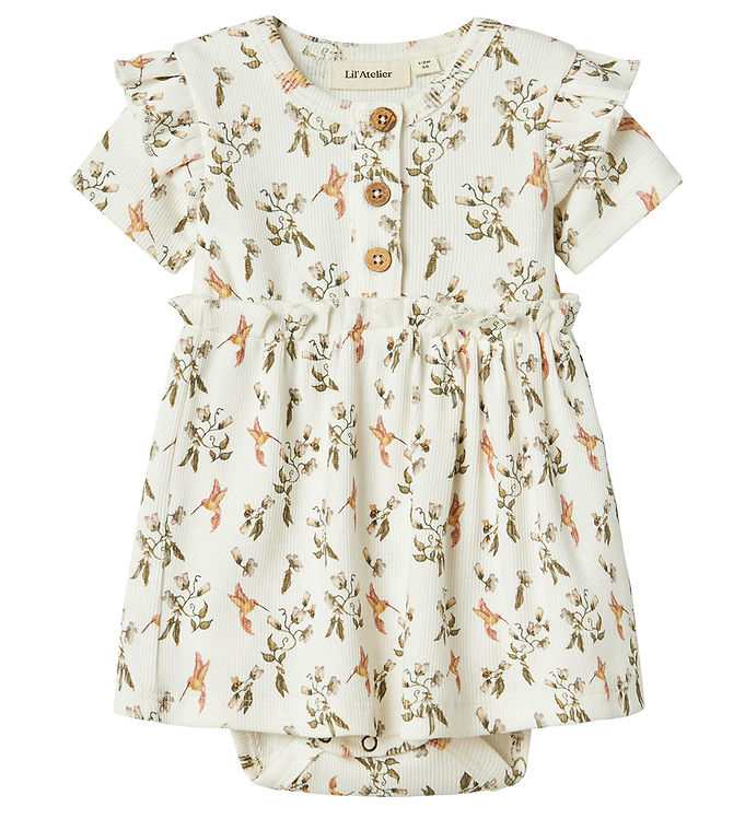 Lil Atelier Kjolebody k/æ - NbfLavo - Coconut Milk/Humming Bird