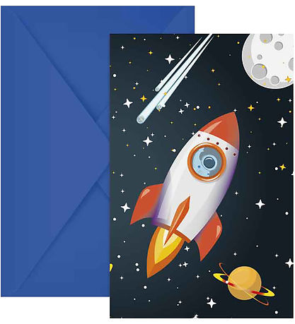 Decorata Party Invitationer - 6-pak - Rocket Space Decorata Party Invitationer - 6-pak - Rocket Space