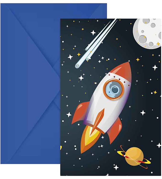 Decorata Party Invitationer - 6-pak - Rocket Space
