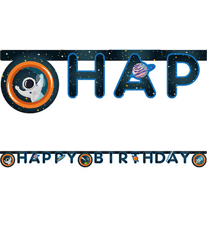Decorata Party Happy Birthday Banner - Rocket Space