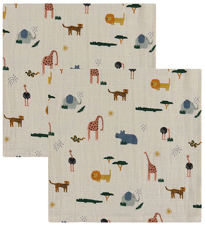 Liewood Stofbleer - Musselin - 2-pak - 65x65 cm - Lewis - Safari Liewood Stofbleer - Musselin - 2-pak - 65x65 cm - Lewis - Safari