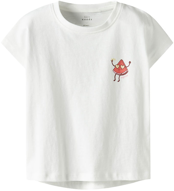 Name It T-shirt - NmfVarutti - Bright White/Watermelon
