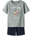 Name It Shorts Set - Shorts/T-shirt - NmmVigor - Slate Gray