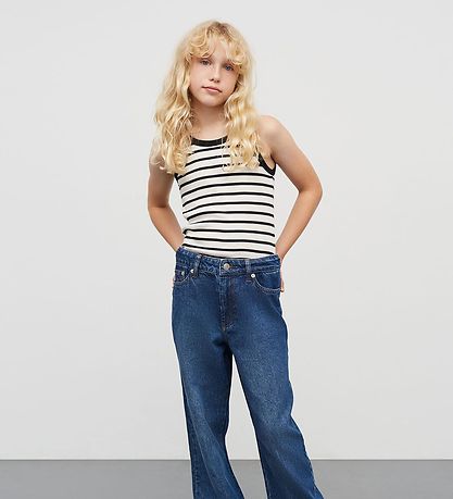 Mads Nørgaard Tanktop - Rib - Carinila - Vanilla Ice/Sort Mads Nørgaard Tanktop - Rib - Carinila - Vanilla Ice/Sort