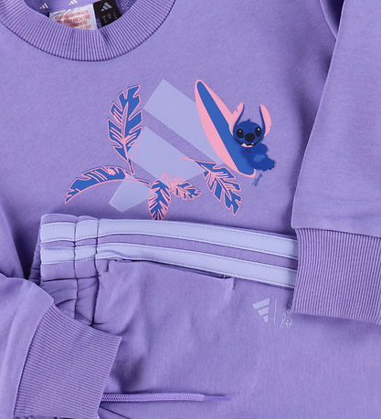 adidas Performance Sweatsæt - Stitch - LK DY LS JOG - LPURPL/VIT adidas Performance Sweatsæt - Stitch - LK DY LS JOG - LPURPL/VIT