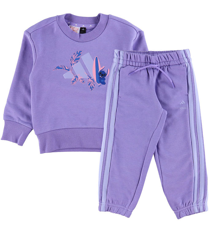 adidas Performance Sweatsæt - Stitch - LK DY LS JOG - LPURPL/VIT
