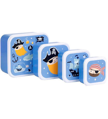 A Little Lovely Company Madkassesæt - 4 stk - Pirates