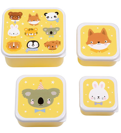 A Little Lovely Company Madkassesæt - 4 stk - Animal Friends