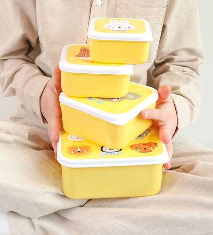 A Little Lovely Company Madkassesæt - 4 stk - Animal Friends