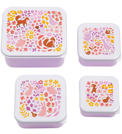 A Little Lovely Company Madkassesæt - 4 stk - Flower Garden A Little Lovely Company Madkassesæt - 4 stk - Flower Garden