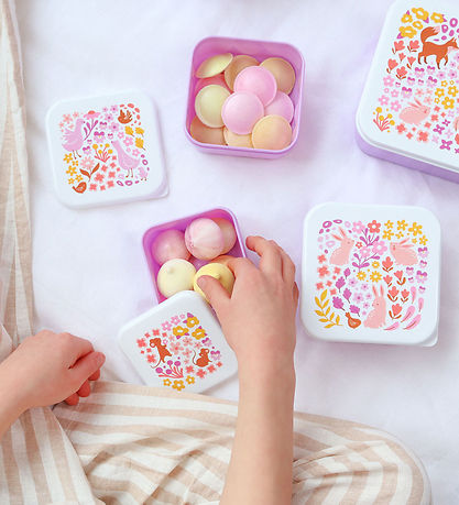 A Little Lovely Company Madkassesæt - 4 stk - Flower Garden