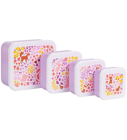 A Little Lovely Company Madkassesæt - 4 stk - Flower Garden A Little Lovely Company Madkassesæt - 4 stk - Flower Garden