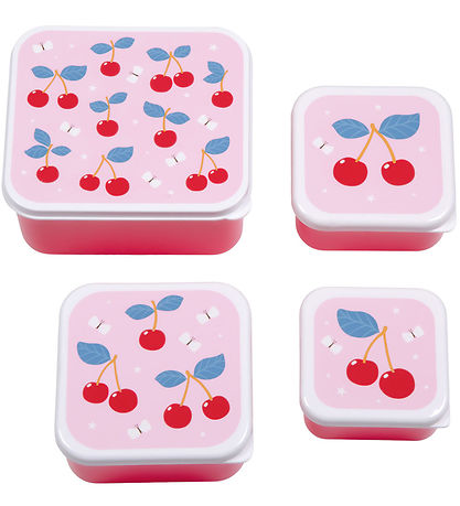 A Little Lovely Company Madkassesæt - 4 stk - Cherries