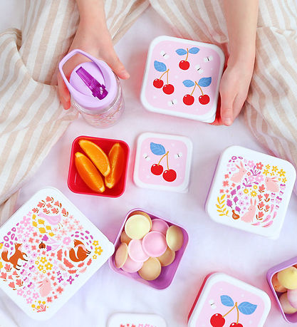 A Little Lovely Company Madkassesæt - 4 stk - Cherries