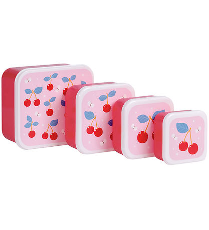A Little Lovely Company Madkassesæt - 4 stk - Cherries