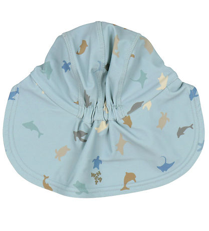Wheat Badehat - Tonga - UV40+ - Soft Blue Sea Life Wheat Badehat - Tonga - UV40+ - Soft Blue Sea Life