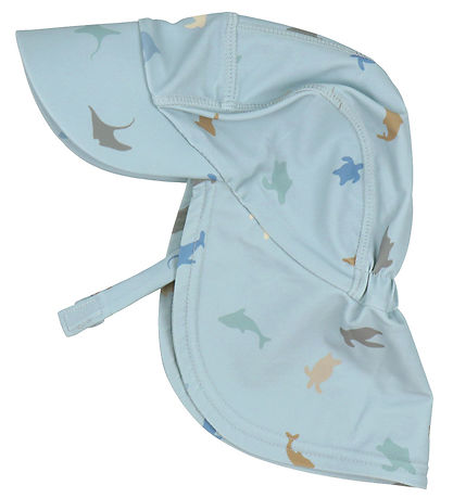 Wheat Badehat - Tonga - UV40+ - Soft Blue Sea Life Wheat Badehat - Tonga - UV40+ - Soft Blue Sea Life