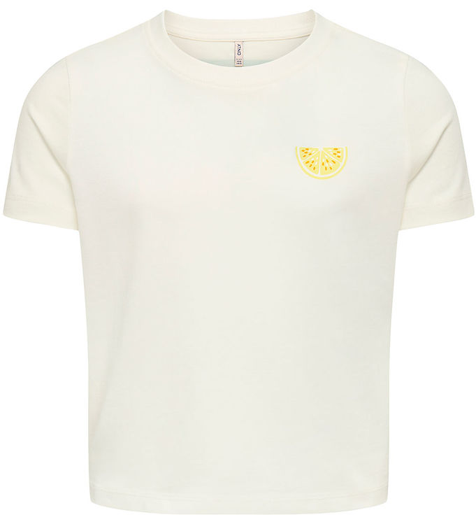 Kids Only T-shirt - KogAnnbel Sun Life - Cloud Dancer/Lemon