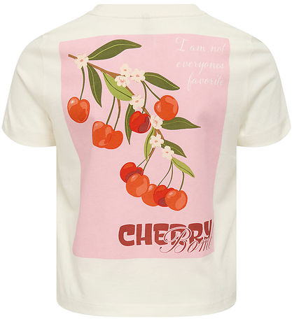 Kids Only T-shirt - KogAnnbel Sun Life - Cloud Dancer/Cherry