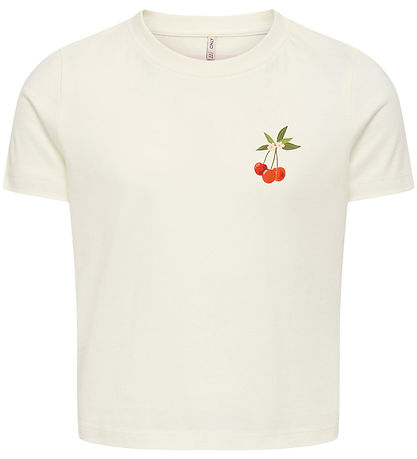 Kids Only T-shirt - KogAnnbel Sun Life - Cloud Dancer/Cherry