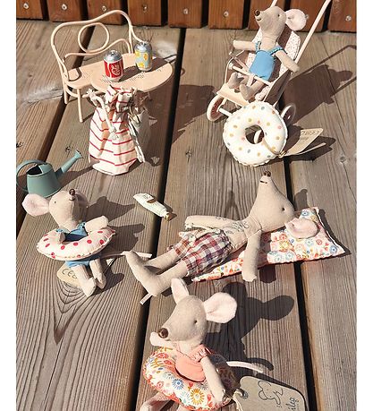 Maileg Strand-mus m. Luftmadras - Far Mus - Blomster
