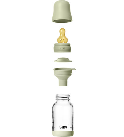 BIBS Sutteflaske - 120 ml - Glas/Naturgummi - Sage