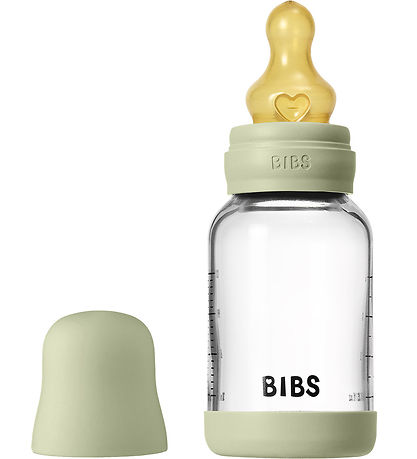 BIBS Sutteflaske - 120 ml - Glas/Naturgummi - Sage