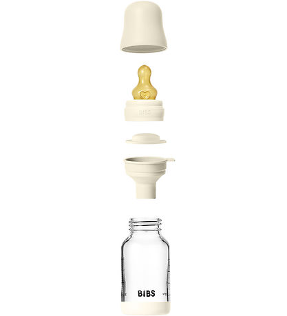 BIBS Sutteflaske - 120 ml - Glas/Naturgummi - Ivory