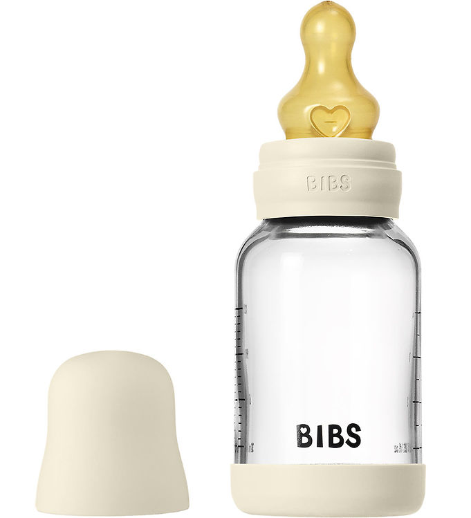 BIBS Sutteflaske - 120 ml - Glas/Naturgummi - Ivory billede