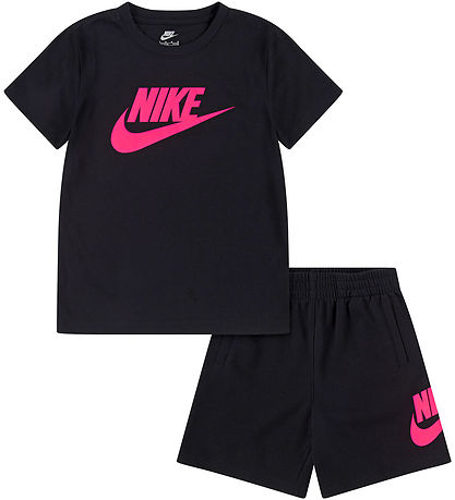 Nike Shortssæt - T-shirt/Shorts - Hyper Pink/Black Nike Shortssæt - T-shirt/Shorts - Hyper Pink/Black