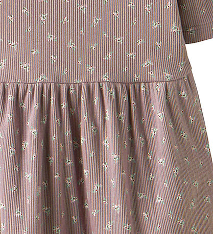 Name It Kjole - Rib - NmfHoise - Purple Dove m. Blomster