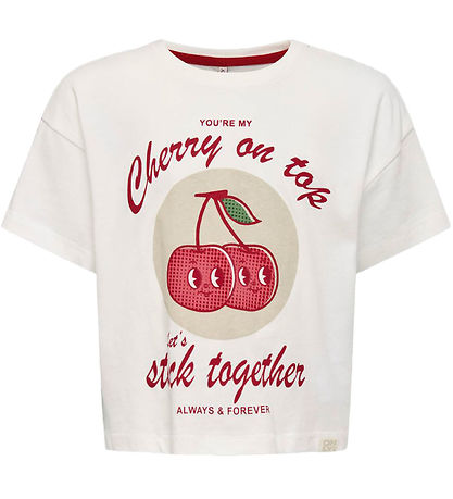 Kids Only T-shirt - KogCharlotte Life - Cloud Dancer/Happy Kids Only T-shirt - KogCharlotte Life - Cloud Dancer/Happy