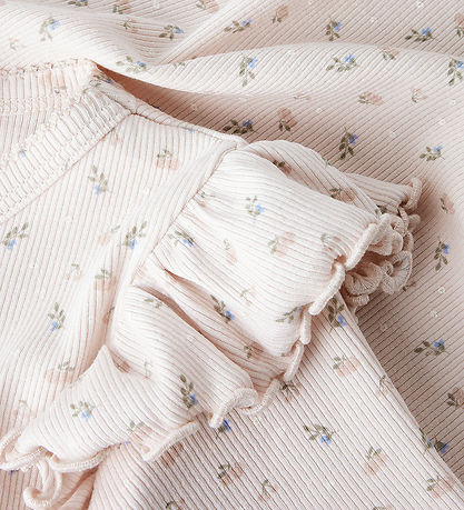 Lil' Atelier T-shirt - Rib - NmfGago - Peach Blush w. Flowers