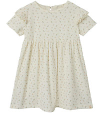Lil' Atelier Kjole - Rib - NmfGago - Coconut Milk m. Blomster Lil' Atelier Kjole - Rib - NmfGago - Coconut Milk m. Blomster