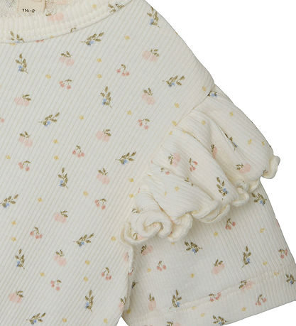 Lil' Atelier Kjole - Rib - NmfGago - Coconut Milk m. Blomster Lil' Atelier Kjole - Rib - NmfGago - Coconut Milk m. Blomster