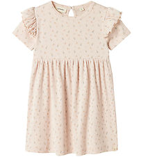 Lil' Atelier Kjole - Rib - NmfGago - Peach Blush m. Blomster Lil' Atelier Kjole - Rib - NmfGago - Peach Blush m. Blomster