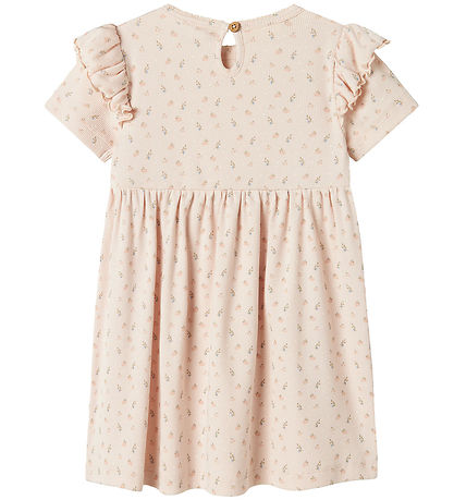 Lil' Atelier Kjole - Rib - NmfGago - Peach Blush m. Blomster