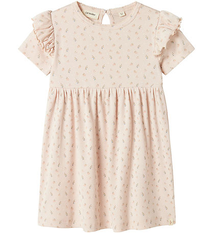 Lil' Atelier Kjole - Rib - NmfGago - Peach Blush m. Blomster