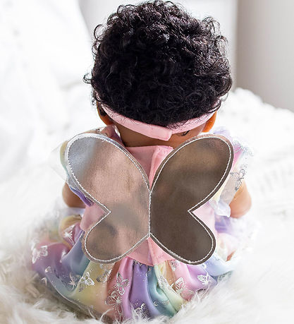 Tiny Treasures Dukke m. Sort Krøllet Hår - Butterfly/Rainbow