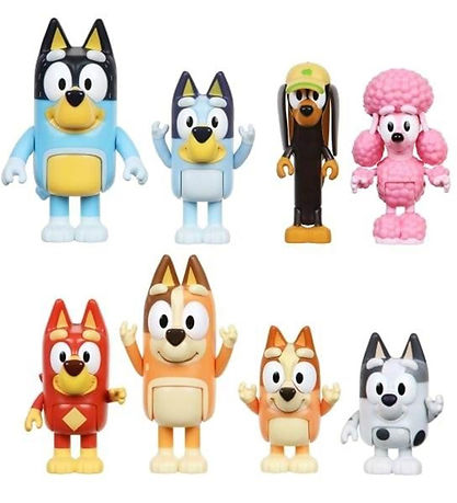 Bluey Figurer - 8-pak - Blueys Familie & Venner